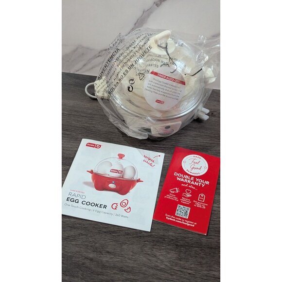 Dash Rapid Egg Cooker DEC005 White 6 Egg Capacity Auto-Off 360 Watts New In Box - Picture 2 of 5